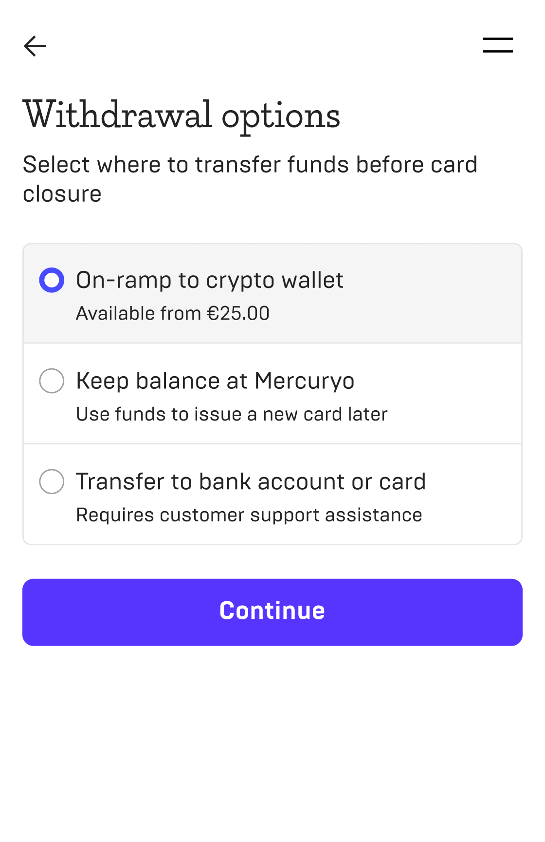 Withdraw card state